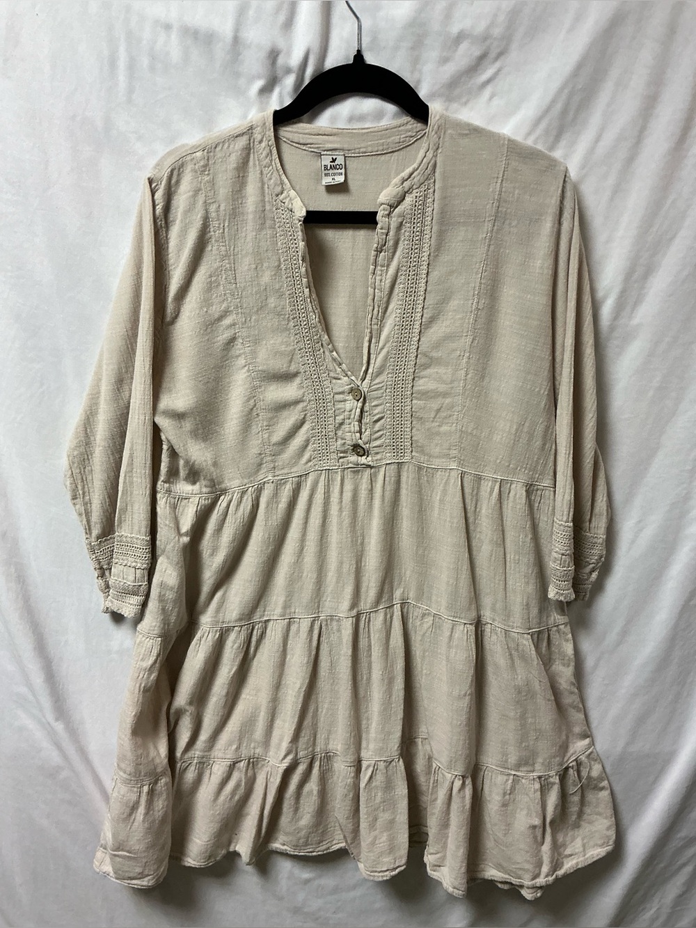 Cream Boho Tiered Peasant Tunic